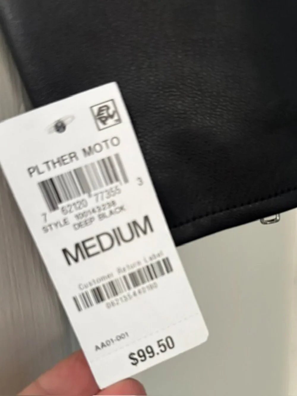 INC Black Faux Leather Moto Jacket Size M